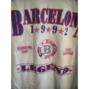 Vintage 1992 Barcelona Legend T-Shirt Hanes Beefy-T White Large Made in USA‎ 90s